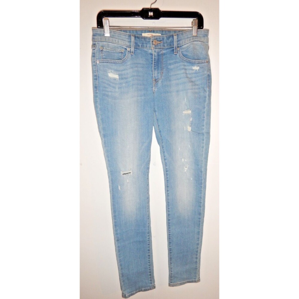 Levi's 711 Skinny Jeans Light Wash Heavily Distressed Ripped Size 29 Excellent